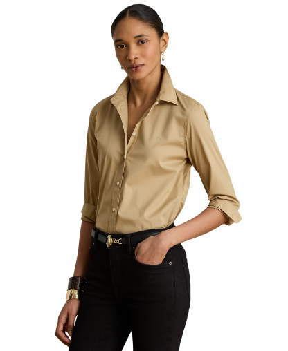 Lauren Ralph Lauren Women's Classic Fit Long-Sleeve Shirt - Birch Tan