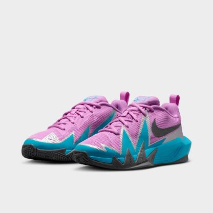 Big Kids' Nithtke S.T. Dynamite Basketball Shoes - Fuchsia Glow/Baltic Blue/Metallic Silver/Smoke Grey - Both shoes facing left