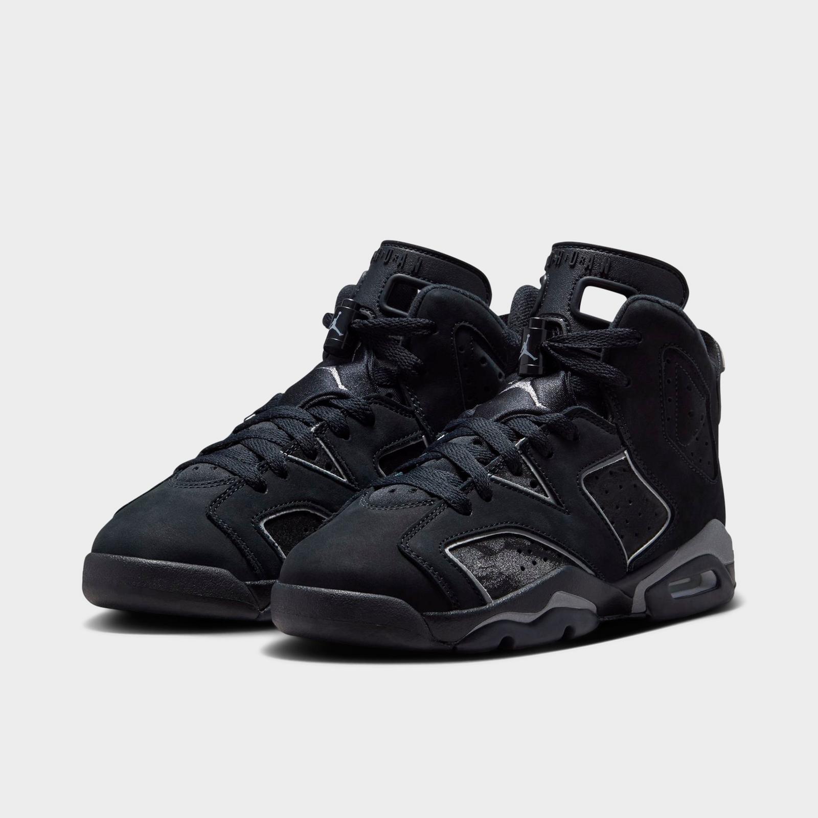 Big Kids' Air Jordan Retro 6 Basketball Shoes - Black/Reflect Silver/Black - view 2