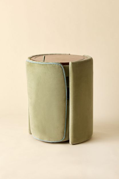 Jane Upholstered Vanity & Stool Set - Green - view 2