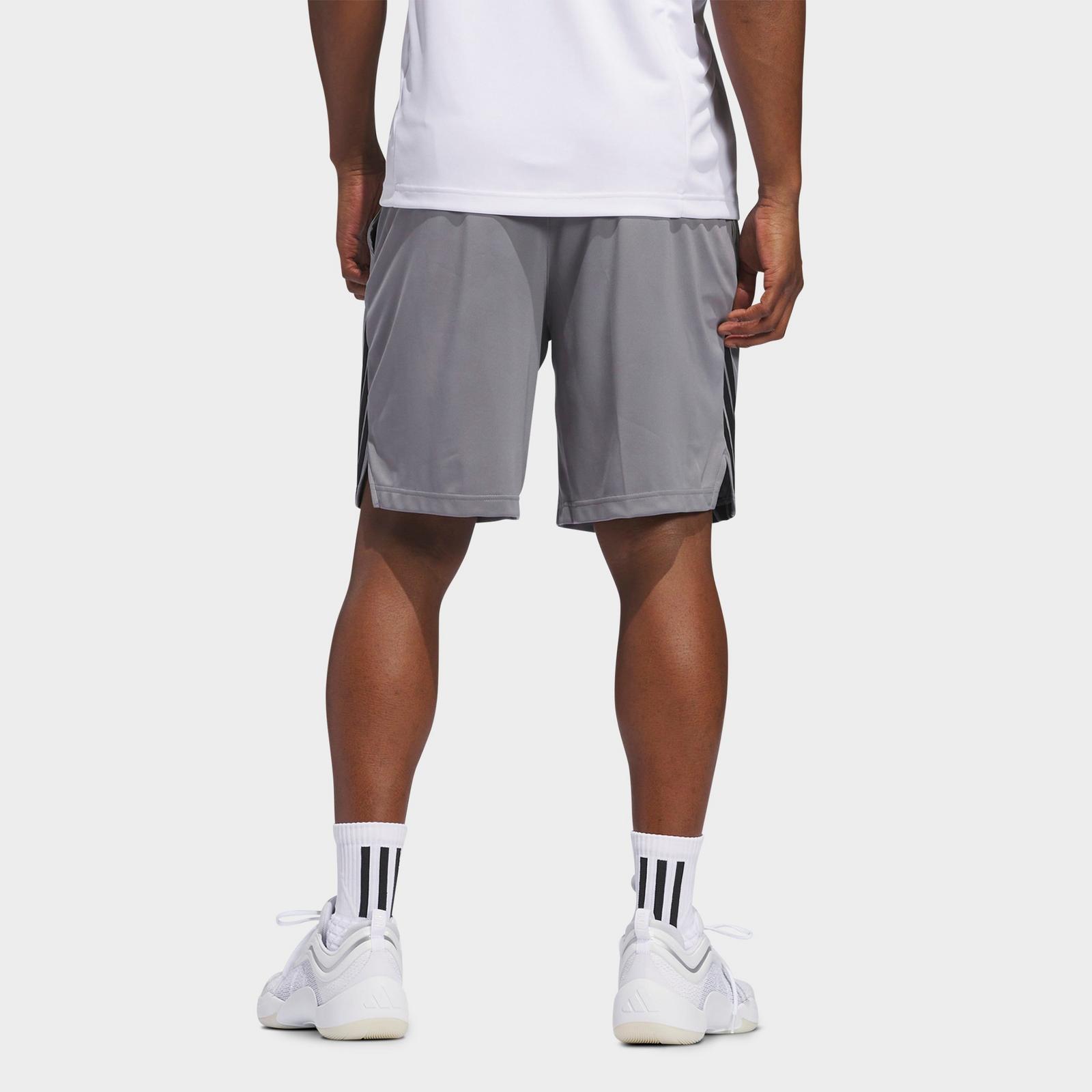 Men's adidas Legends 3-Stripes Basketball Shorts - Grey/Black - view 3