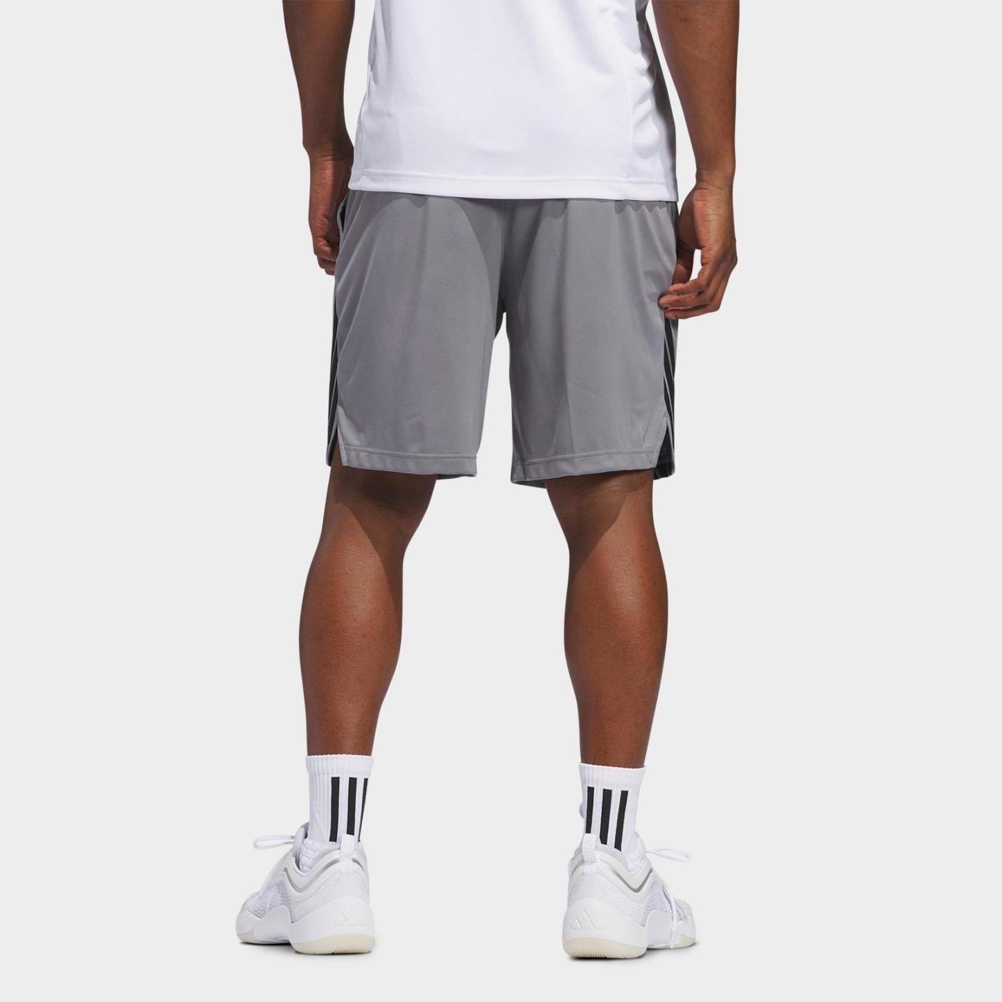 Men's adidas Legends 3-Stripes Basketball Shorts - Grey/Black - view 3