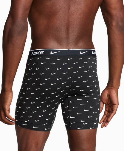 Nike Mens Dri-FIT Essential Cotton Stretch Boxer Briefs, 3-Pack - Swoosh Print/Cool Gray/uni Blue