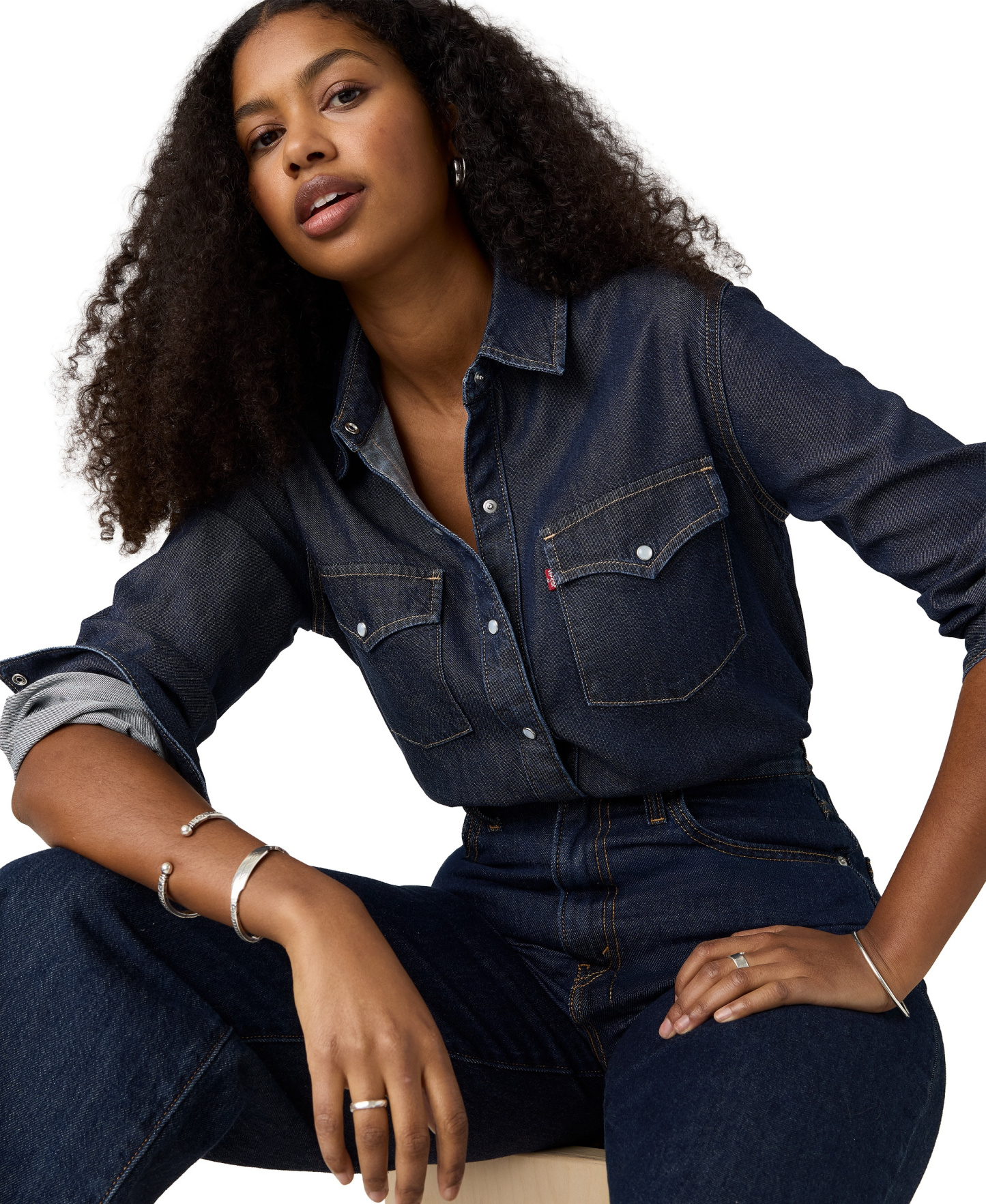 Levi's Women's Evans Relaxed Western Long-Sleeve Denim Shirt - Easy Trail Dark