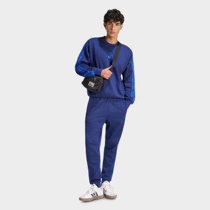 Men's adidas Essentials 3-Stripes Fleece Crewneck Sweatshirt - Dark Blue/Team Royal Blue