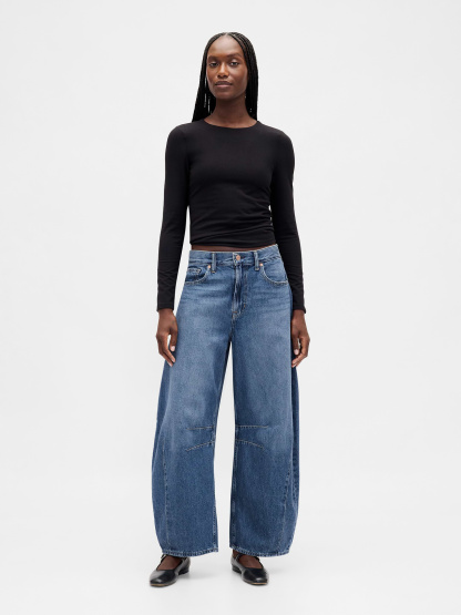 High Rise Horseshoe Jeans - Dark blue indigo
