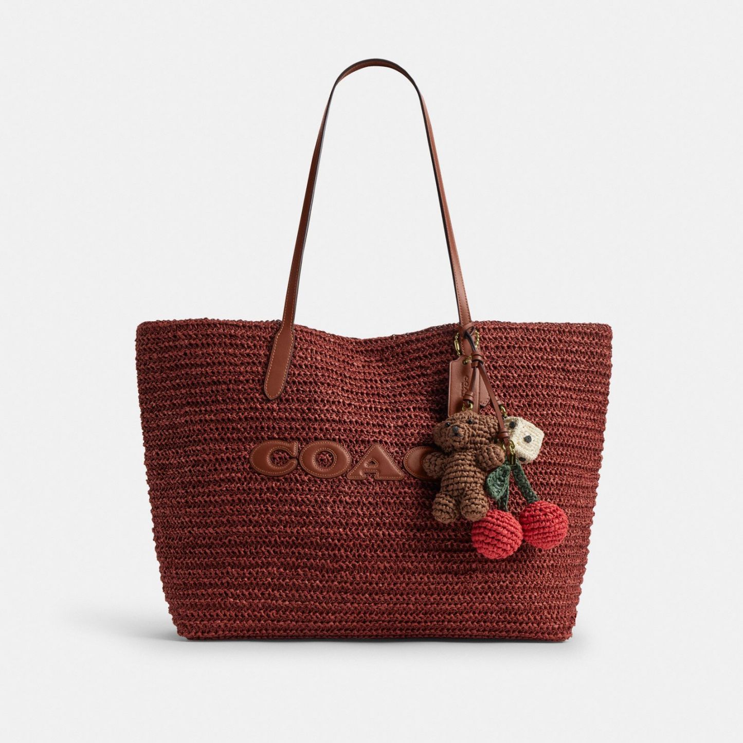 Large City Tote Bag With Charms - Gold/Russet