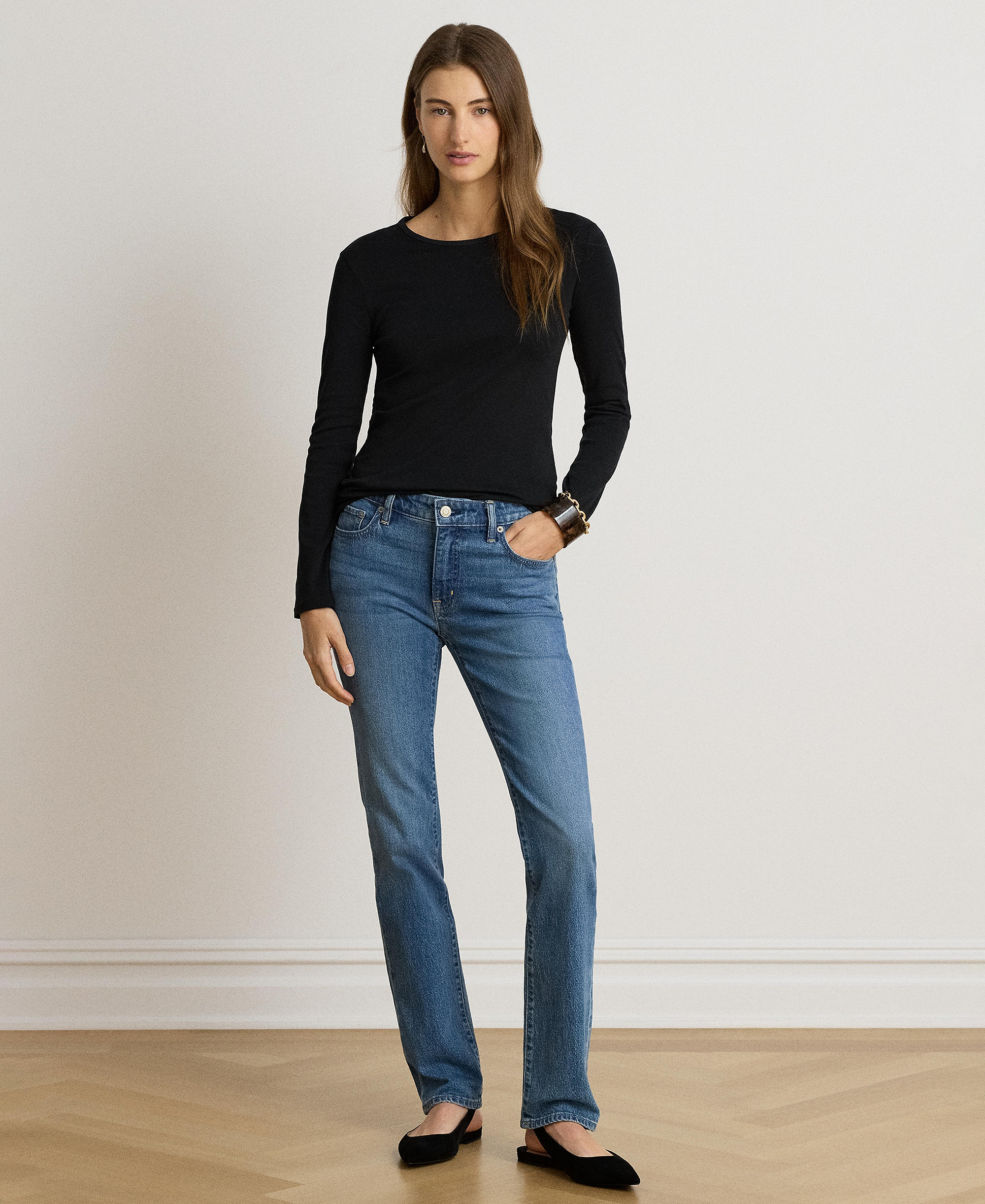 Lauren Ralph Lauren Cotton-Blend Long-Sleeve Top - Polo Black