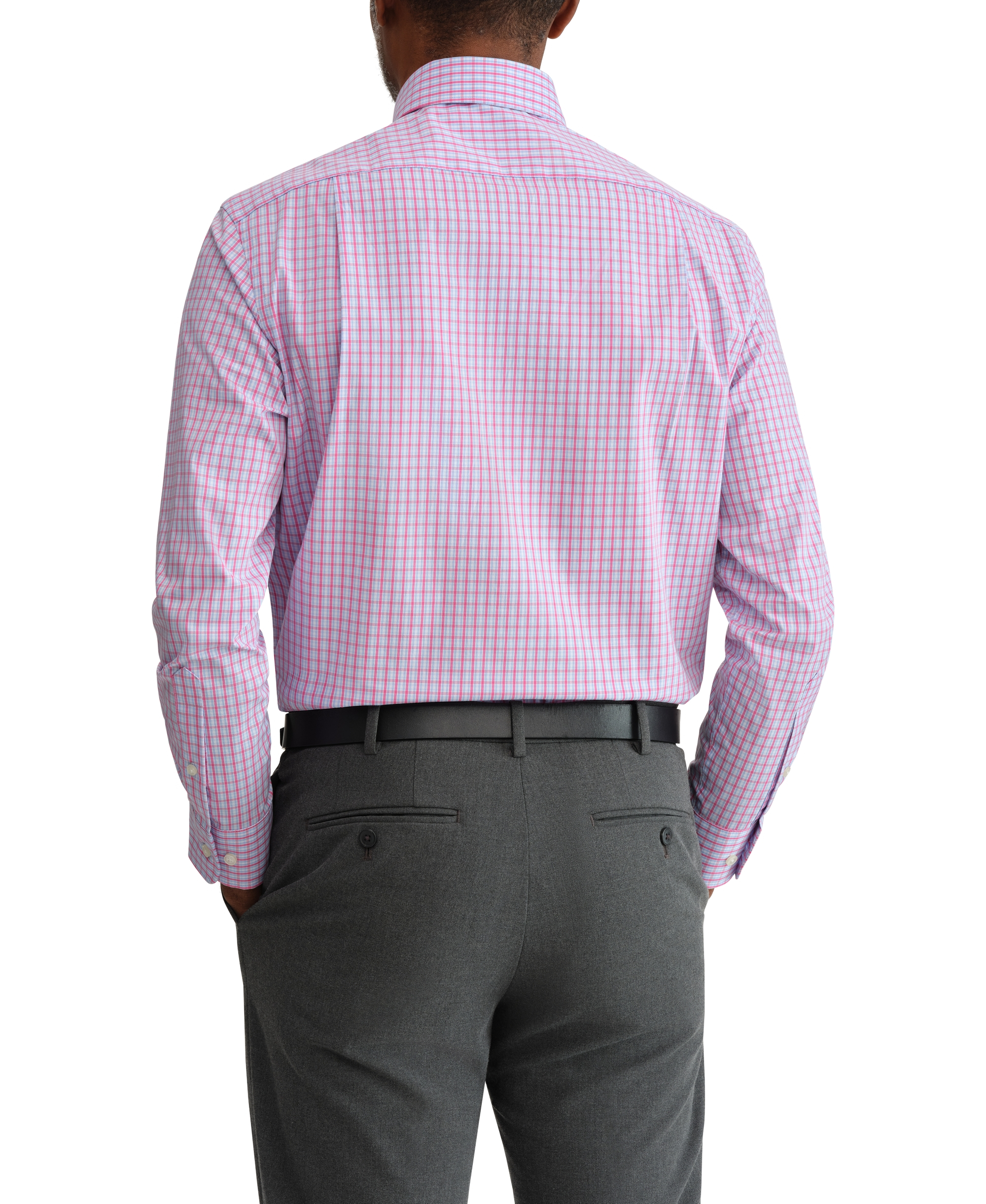 Tommy Hilfiger Men's Regular Fit Wrinkle Resistant Stretch Dress Shirt - Rose Multi