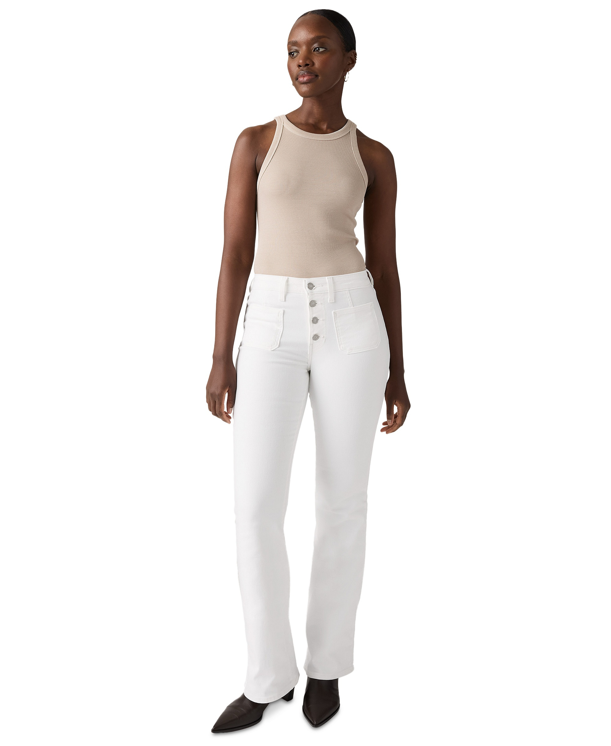 Levi's Women's 726 Patch Pocket High-Rise Slim-Fit Flare Jeans - Soft Clean White