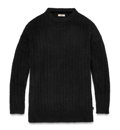 UGG Women's Riz Ribbed Long-Sleeve Knit Sleep Top - Black