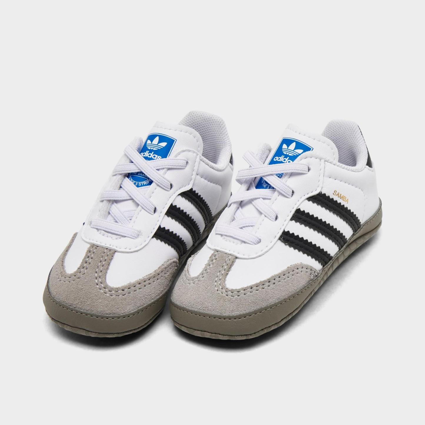 Infant adidas Originals Samba Stretch Lace Crib Shoes - White/Black/Clear Granite - view 2