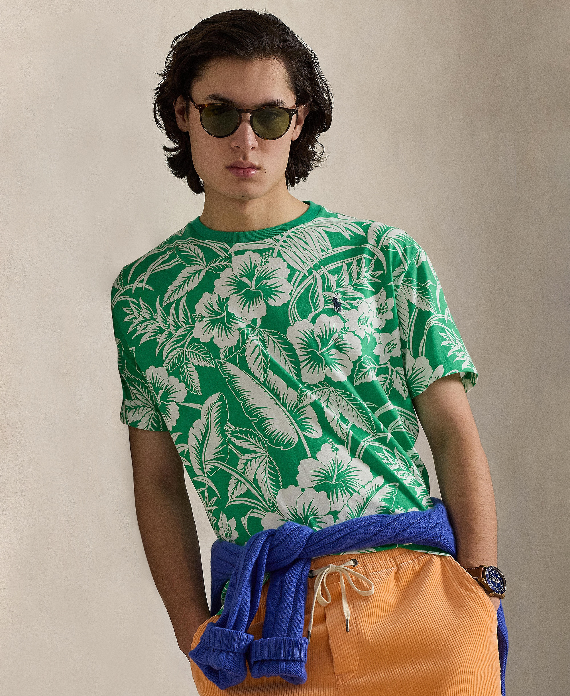 Polo Ralph Lauren Men's Classic-Fit Tropical Jersey T-Shirt - Sweethrt Floral/Biscay Green