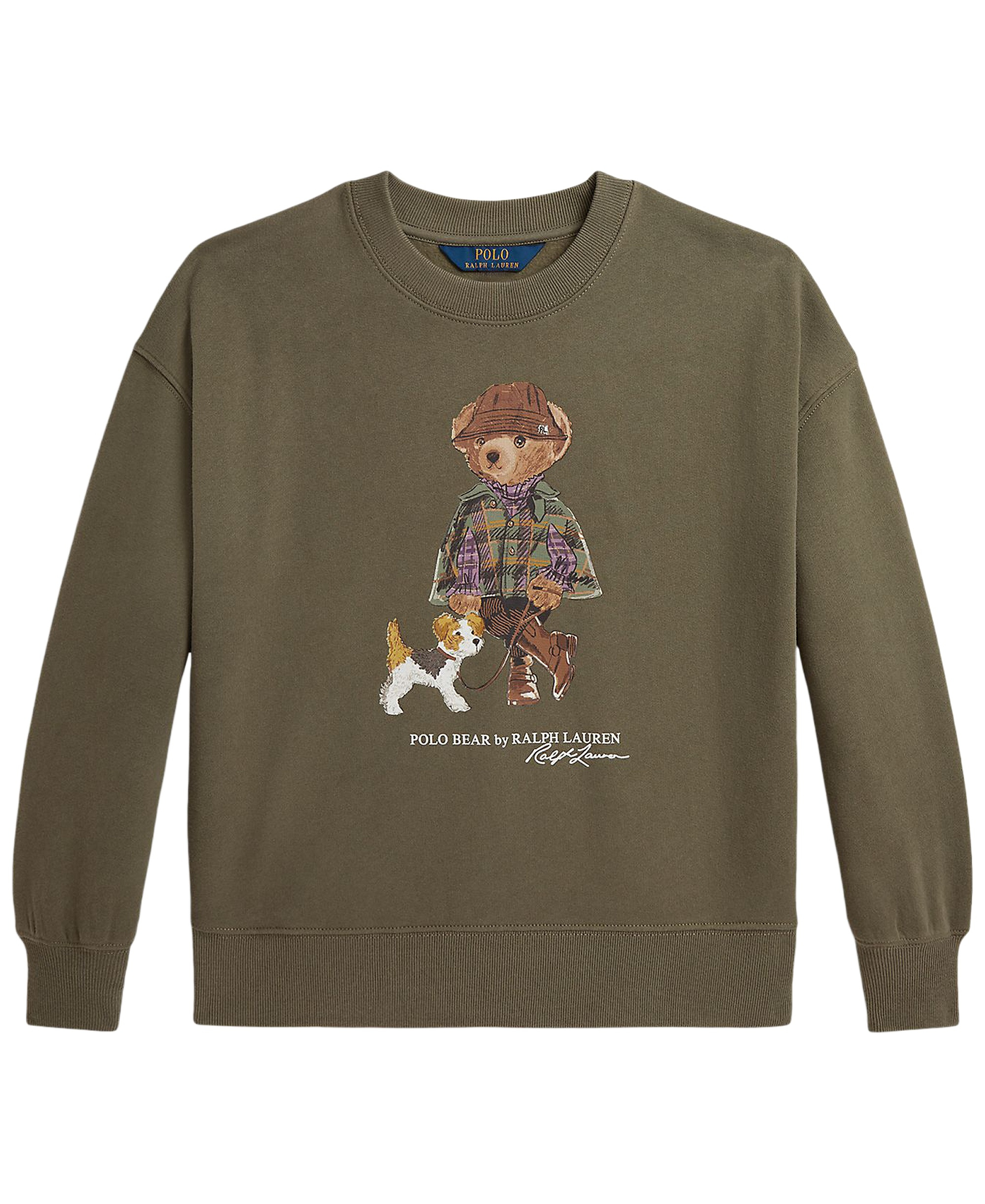 Polo Ralph Lauren Girls' 7-16 Polo Bear Long-Sleeve Sweatshirt - Cruise Olive