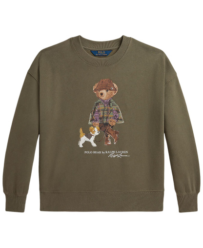 Polo Ralph Lauren Girls' 7-16 Polo Bear Long-Sleeve Sweatshirt - Cruise Olive