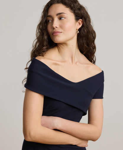 Lauren Ralph Lauren Women's Faille Off-the-Shoulder Gown - Navy