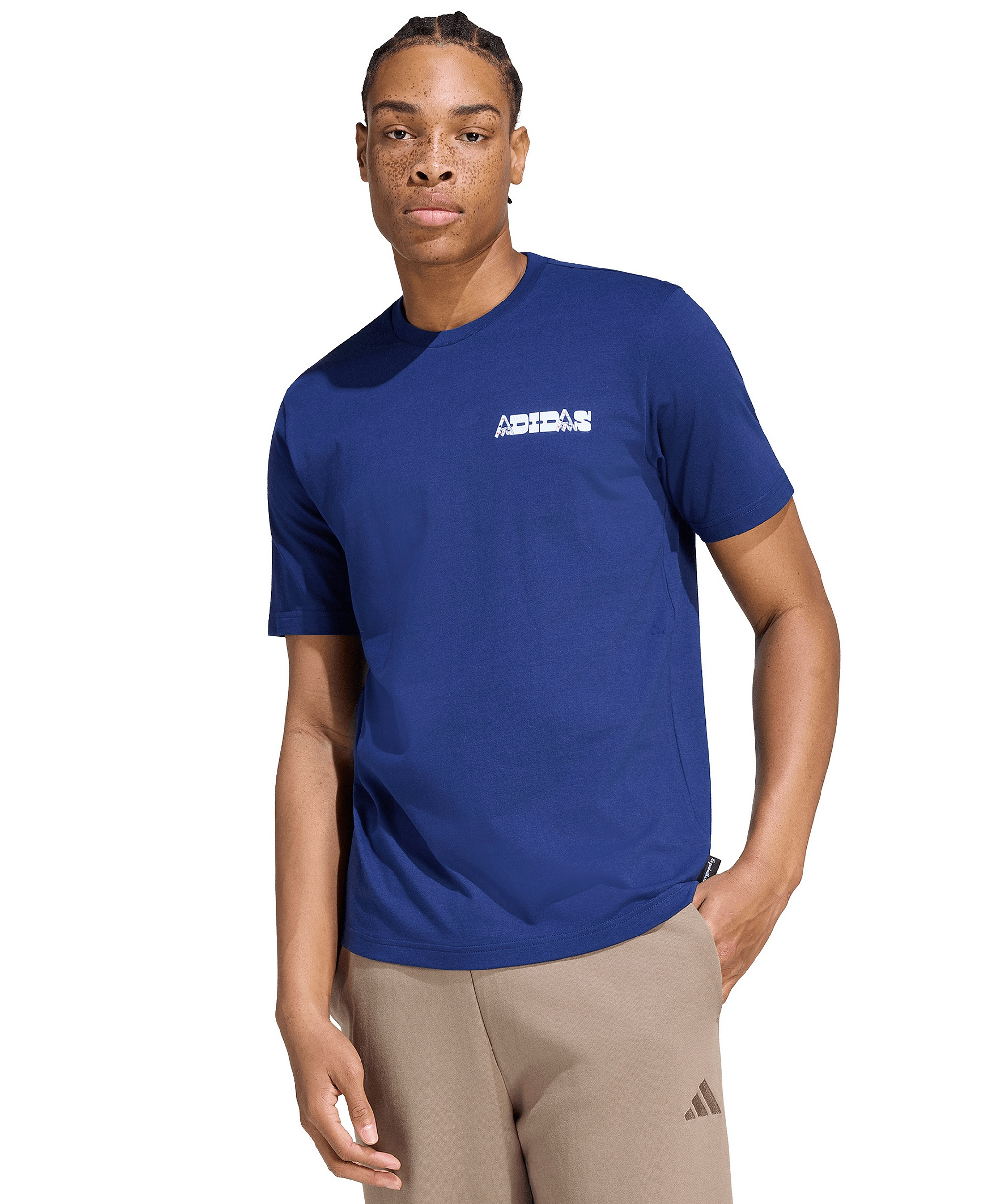 adidas Men's Novelty Cards Graphic Crewneck T-Shirt - Dark Blue