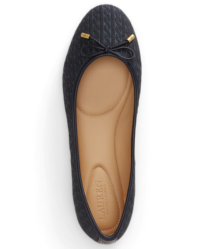 Lauren Ralph Lauren Women's Jayna Nappa Leather Slip-On Flats - Lauren Navy Cable Knit