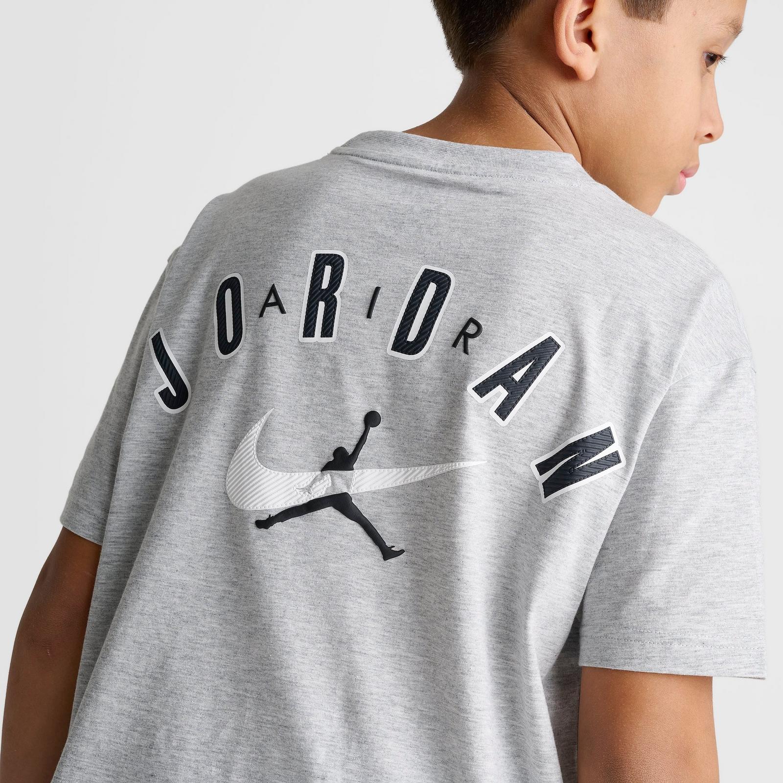 Big Kids' Jordan Brooklyn Swoosh Logo T-Shirt - Light Gray Heather - view 5