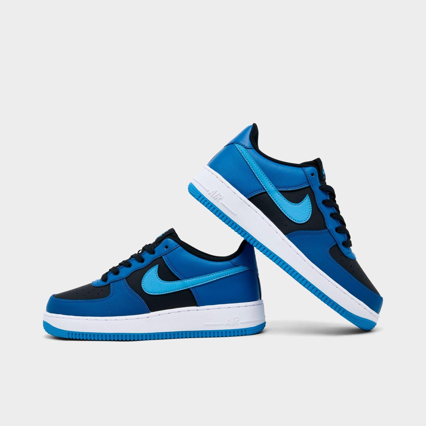 Big Kids' Nithtke Air Force 1 Low Casual Shoes - Black/Court Blue/White/Dutch Blue - Detail shot