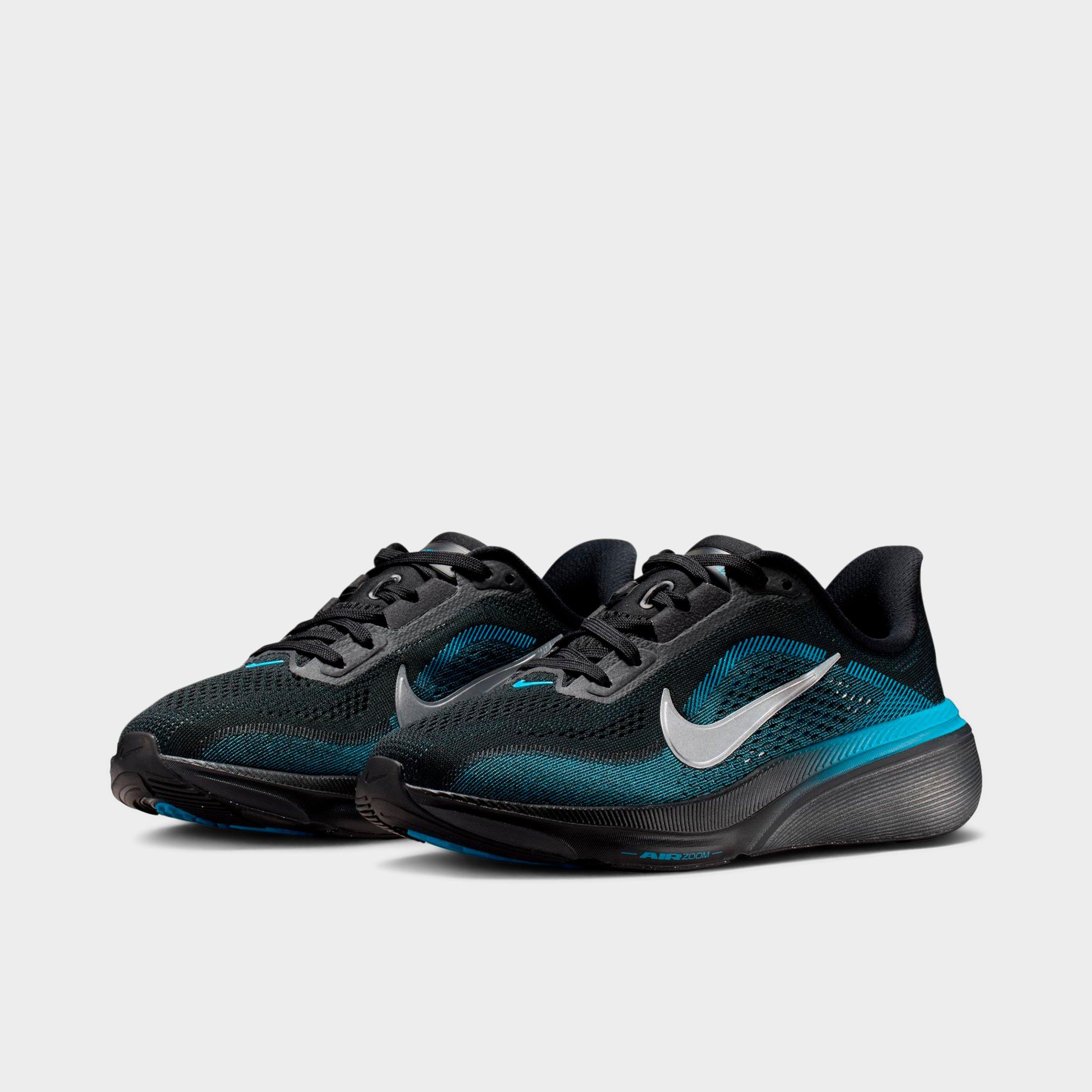 Big Kids' Nithtke Pegasus 42 Running Shoes - Black/Light Current Blue/Anthracite/Metallic Silver - Both shoes facing left