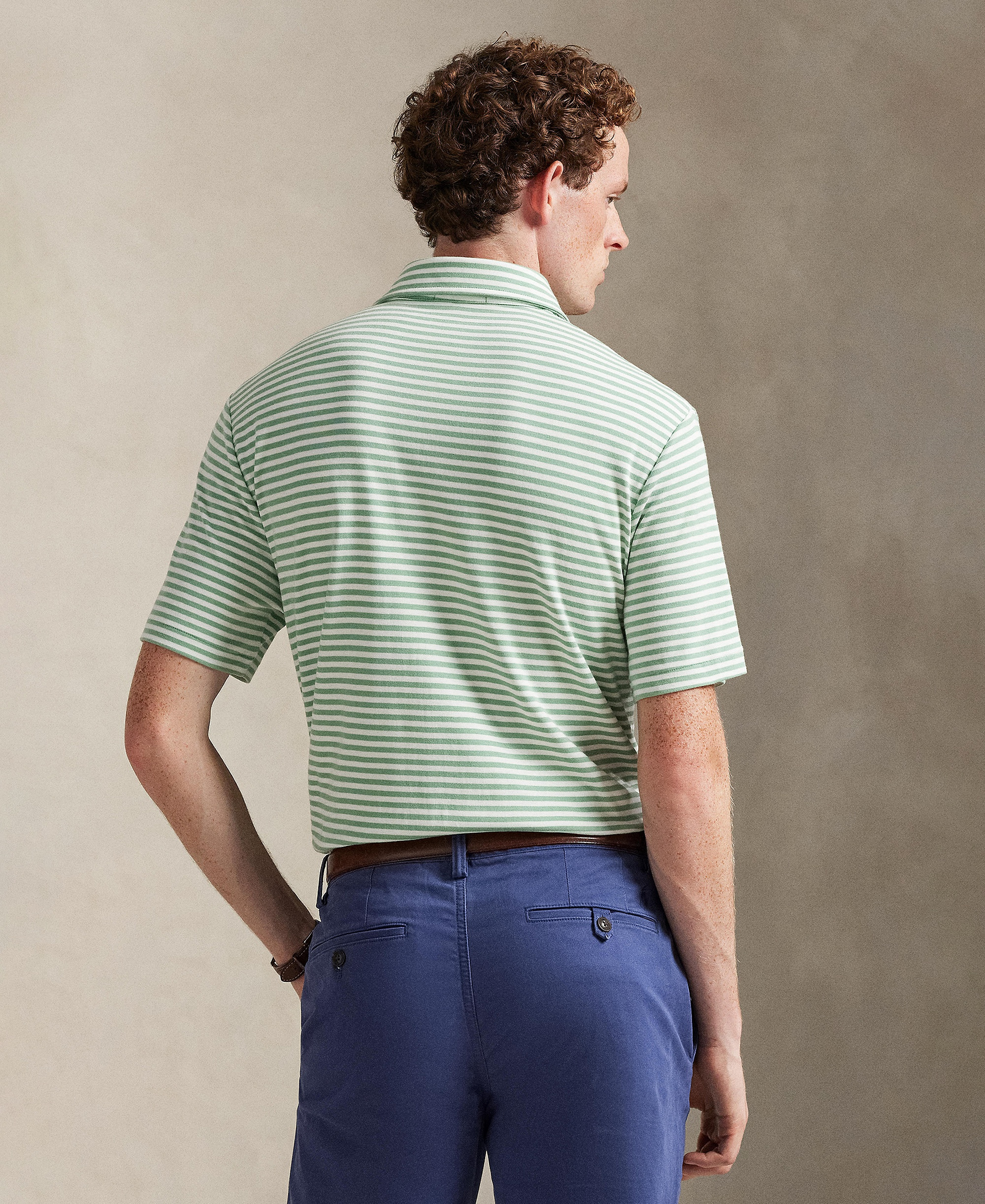 Polo Ralph Lauren Men's Classic Stripe Polo Shirt - Faded Mint/White