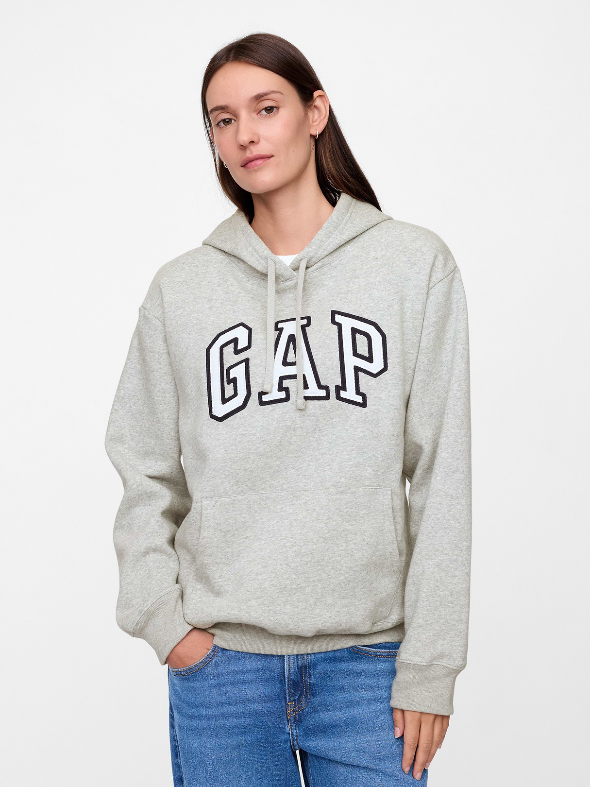 Relaxed Gap Logo Hoodie - light heather gray