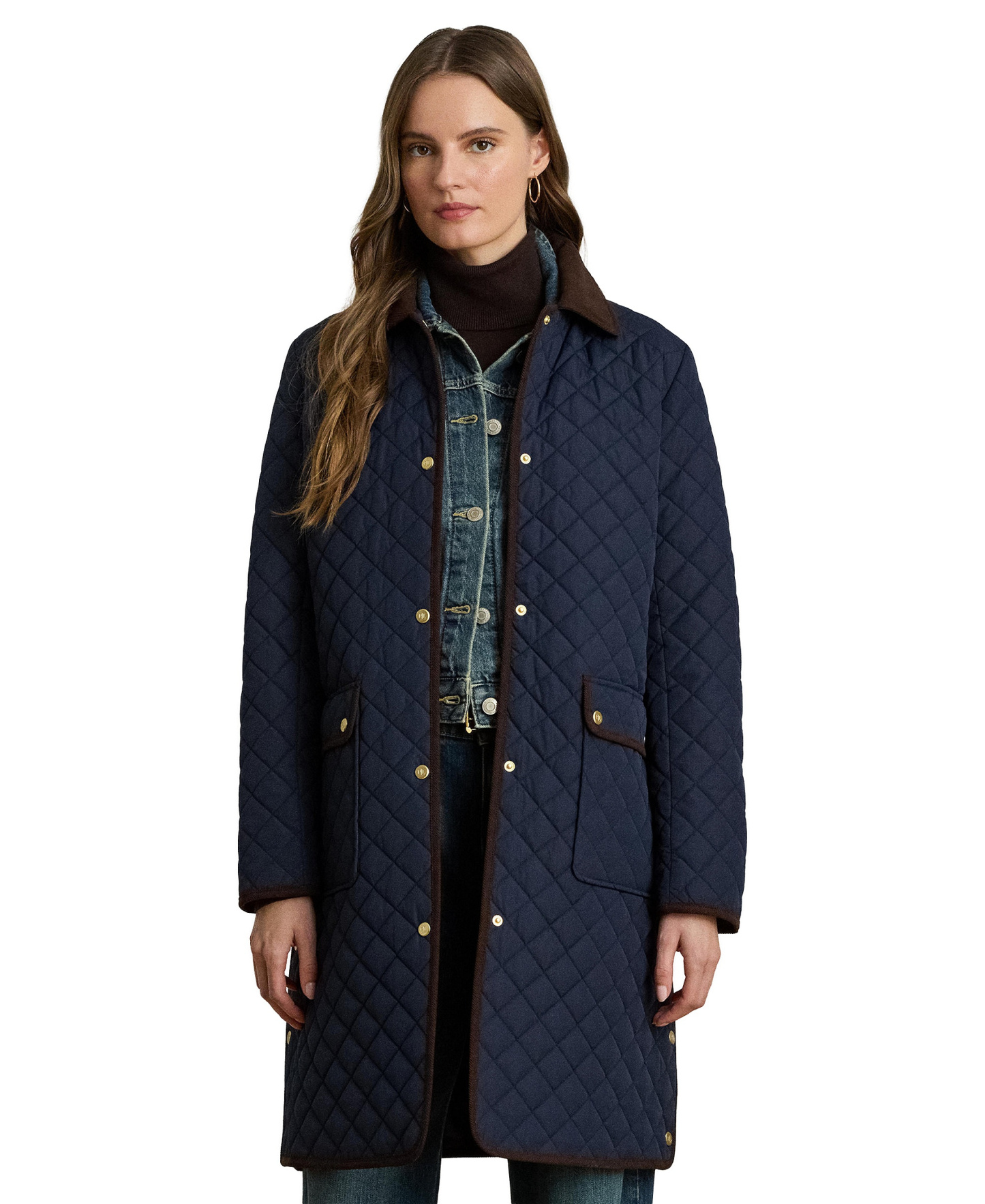 Lauren Ralph Lauren Women's Diamond-Quilted Coat, Created for Macy's - Dark Navy