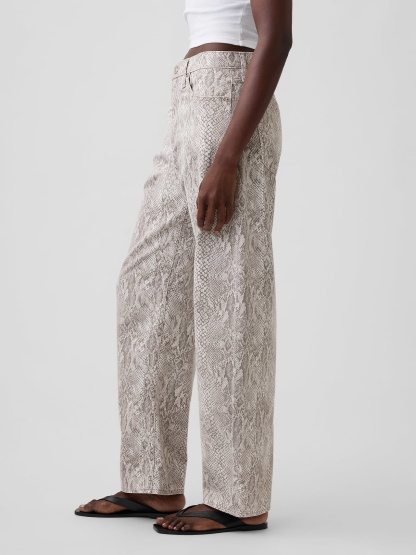 High Rise Barrel Cargo Jeans - Snake print