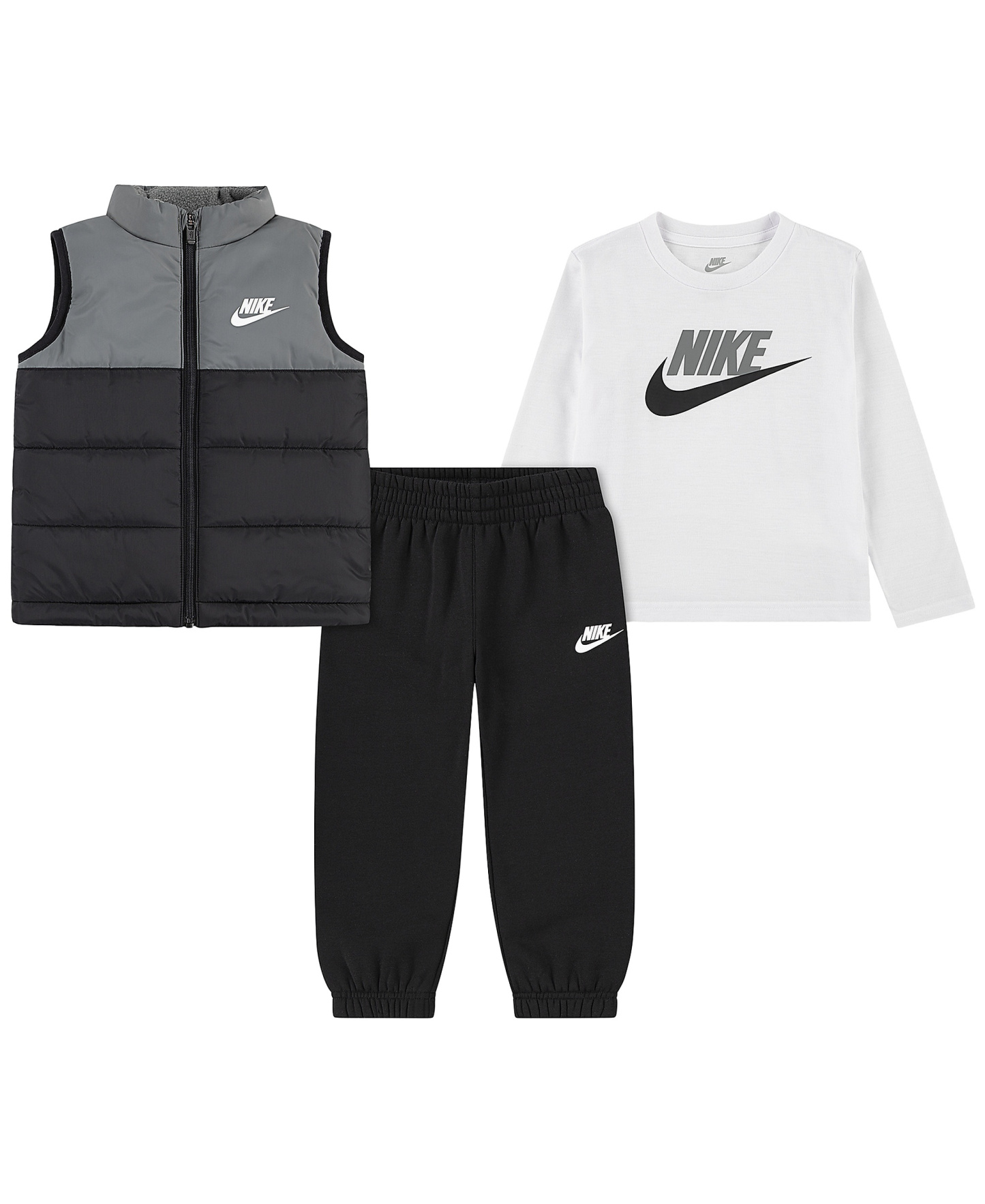Nike Toddler Boys' 2T-4T Crewneck T-Shirt, Vest and Pants, 3-Piece Set - Black