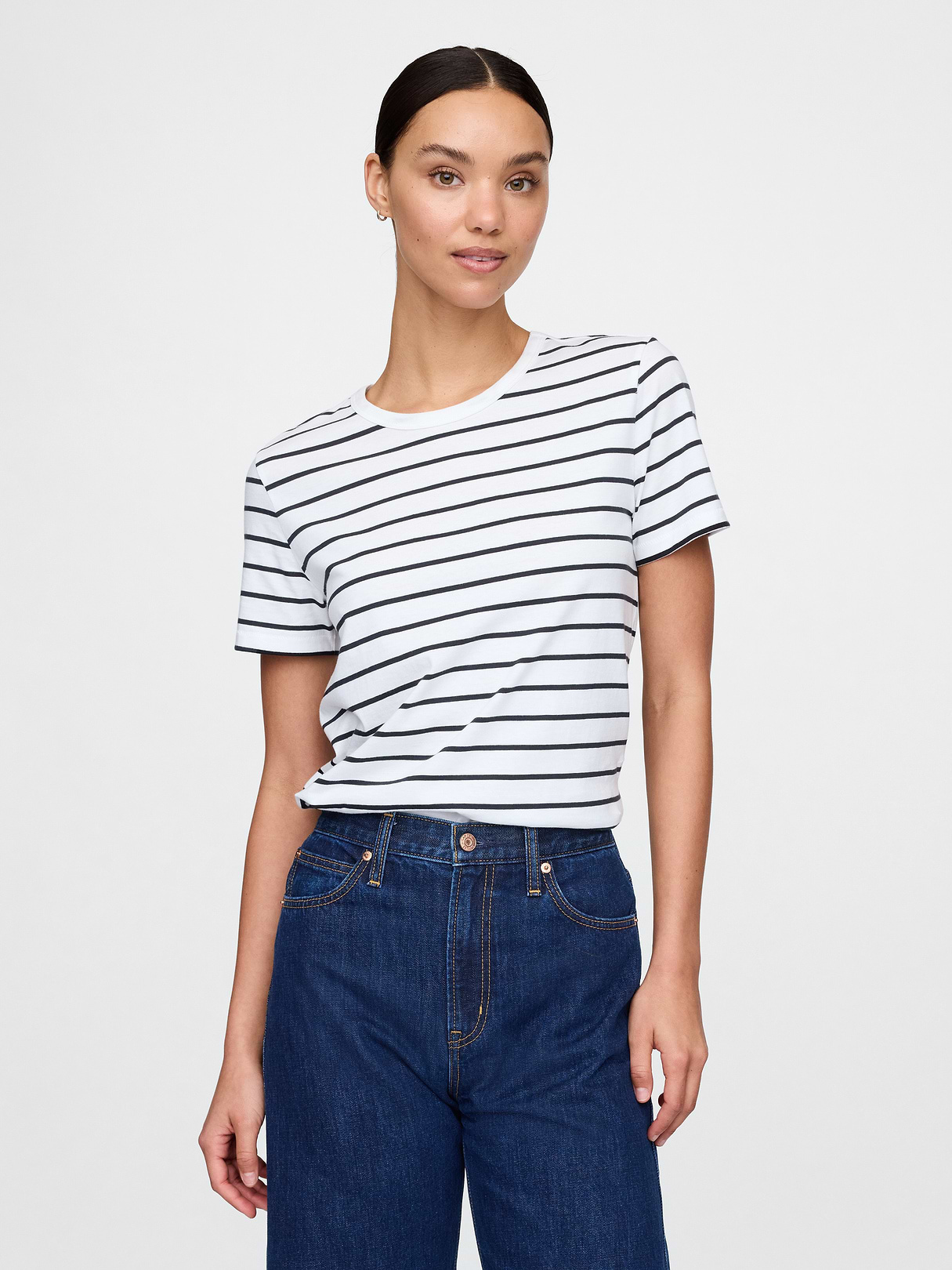Organic Cotton VintageSoft T-Shirt - White and black stripe