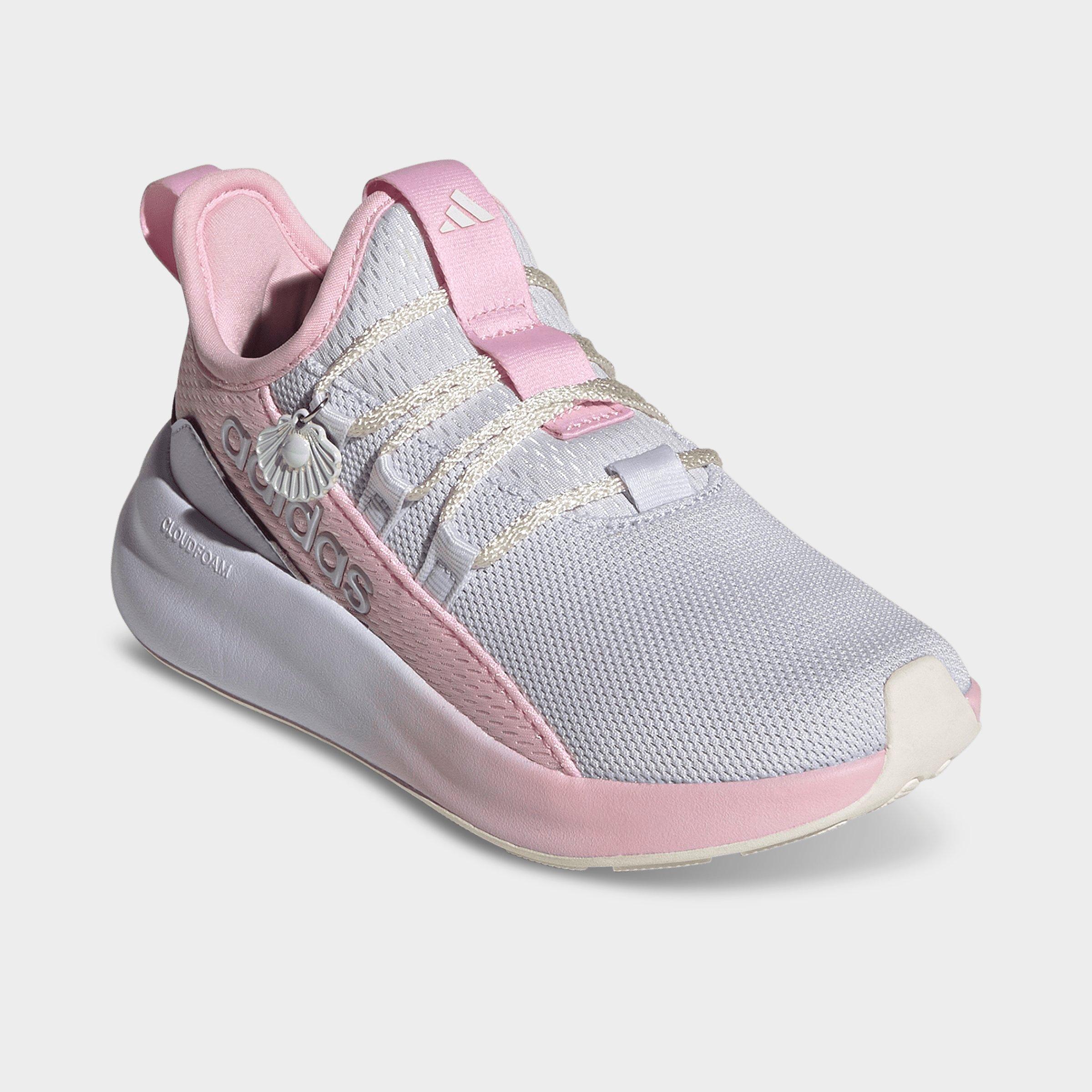 Girls' Little Kids' and Big Kids' adidas Lite Racer Adapt 8.0 Stretch Lace Casual Shoes - Part 2 - Frozen Purple/Clear Pink/Core White - Both shoes facing left