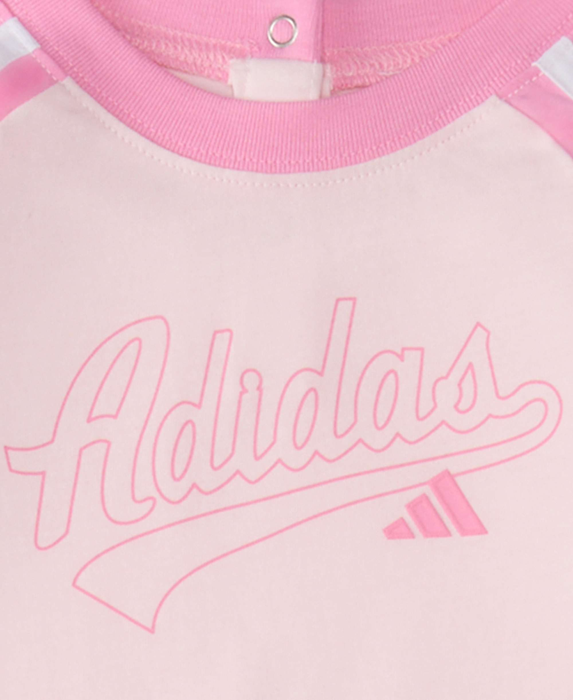 adidas Baby Girls' Striped Raglan-Sleeve Coverall - Light Pastel Pink