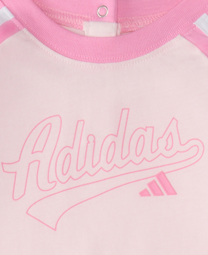 adidas Baby Girls' Striped Raglan-Sleeve Coverall - Light Pastel Pink