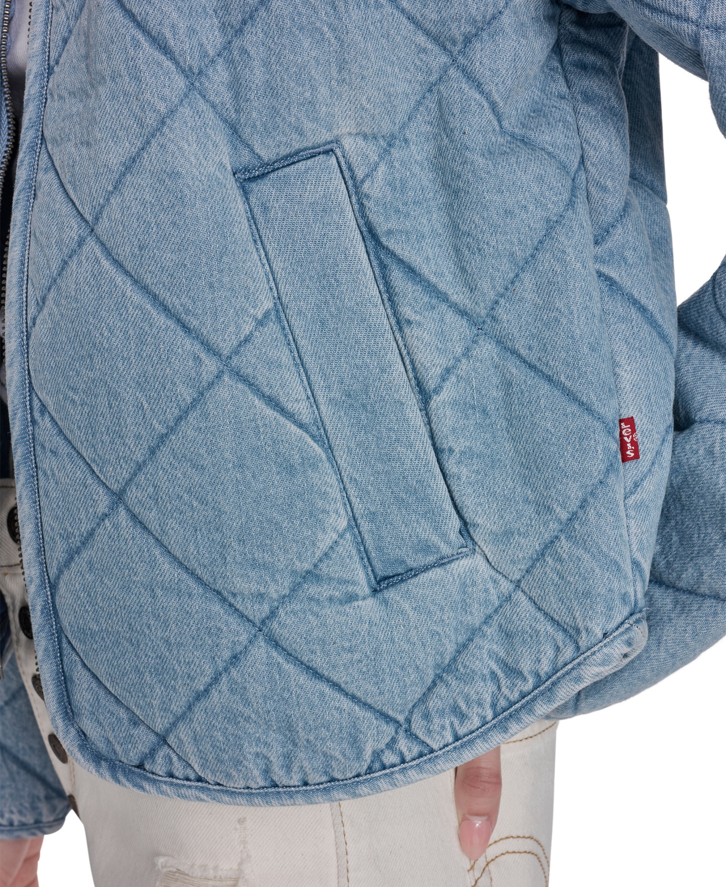 Levi's Women's Quilted Short Liner Zipper Jacket - Light Wash Denim