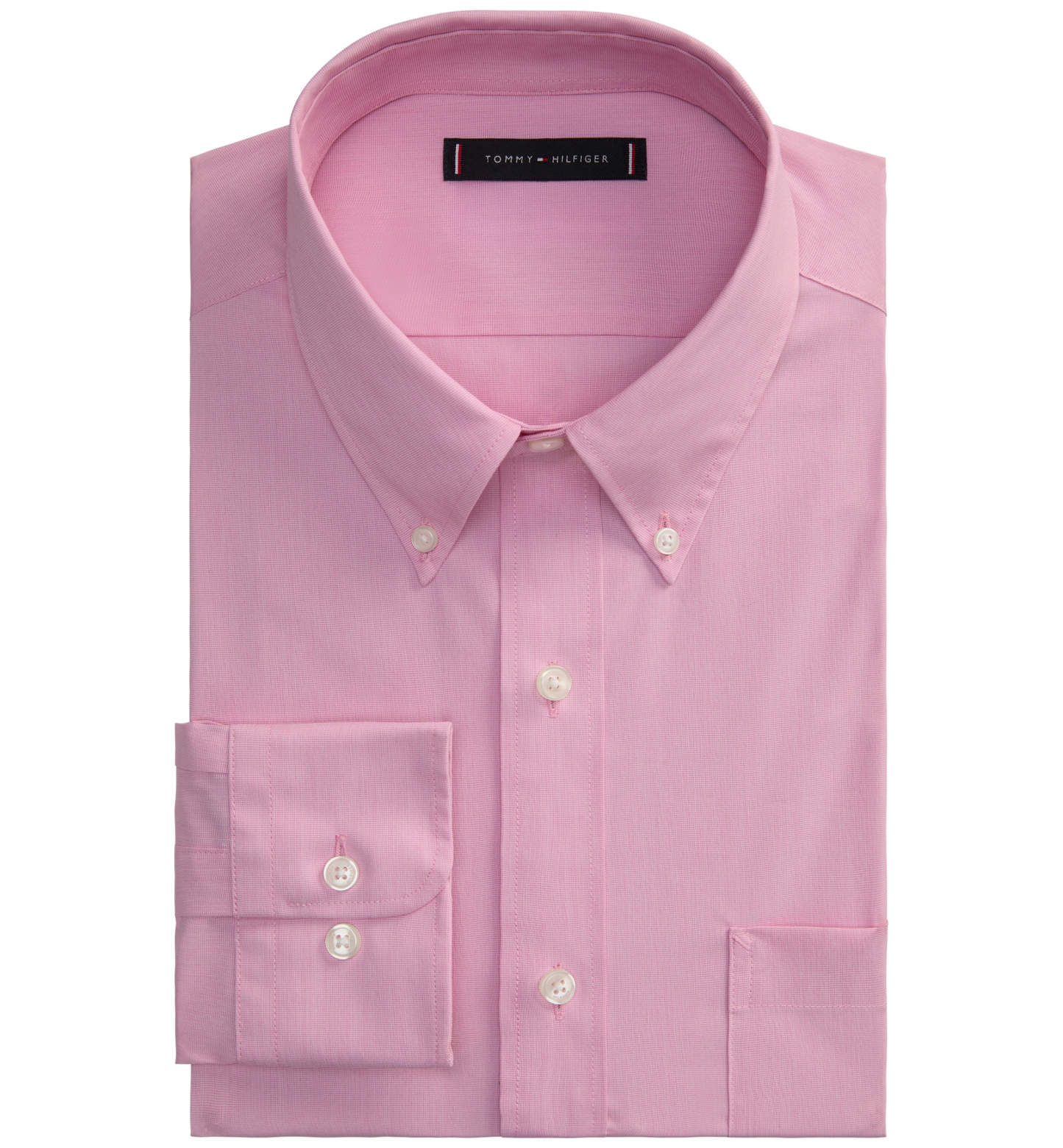 Tommy Hilfiger Men's Regular Fit Wrinkle Resistant Stretch Dress Shirt - Rose