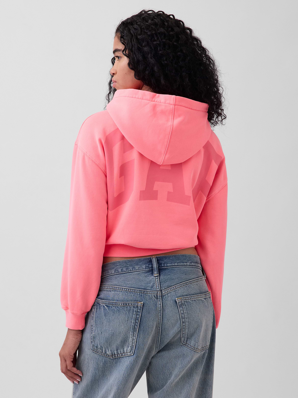 VintageSoft Crop Logo Hoodie - Sassy pink