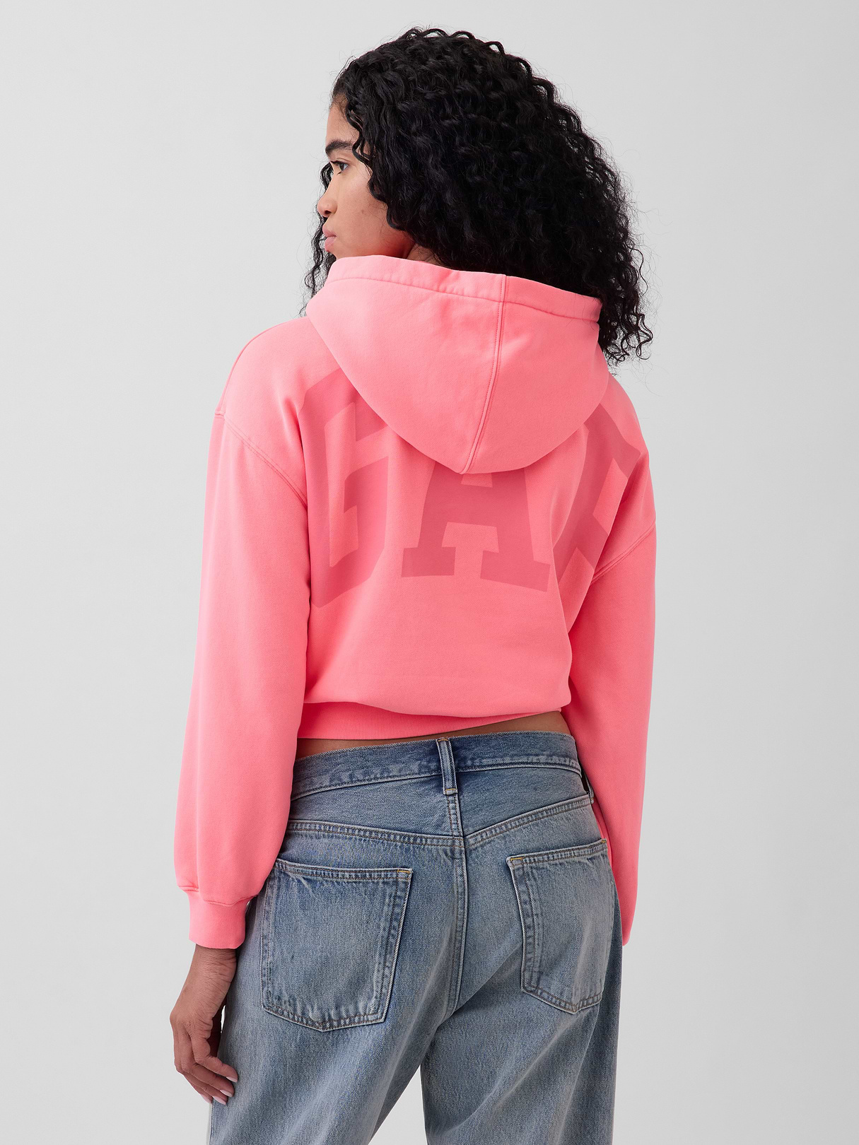 VintageSoft Crop Logo Hoodie - Sassy pink