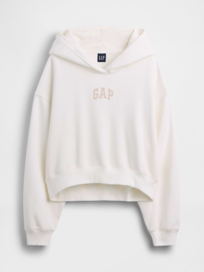 VintageSoft Crop Logo Hoodie - New off white