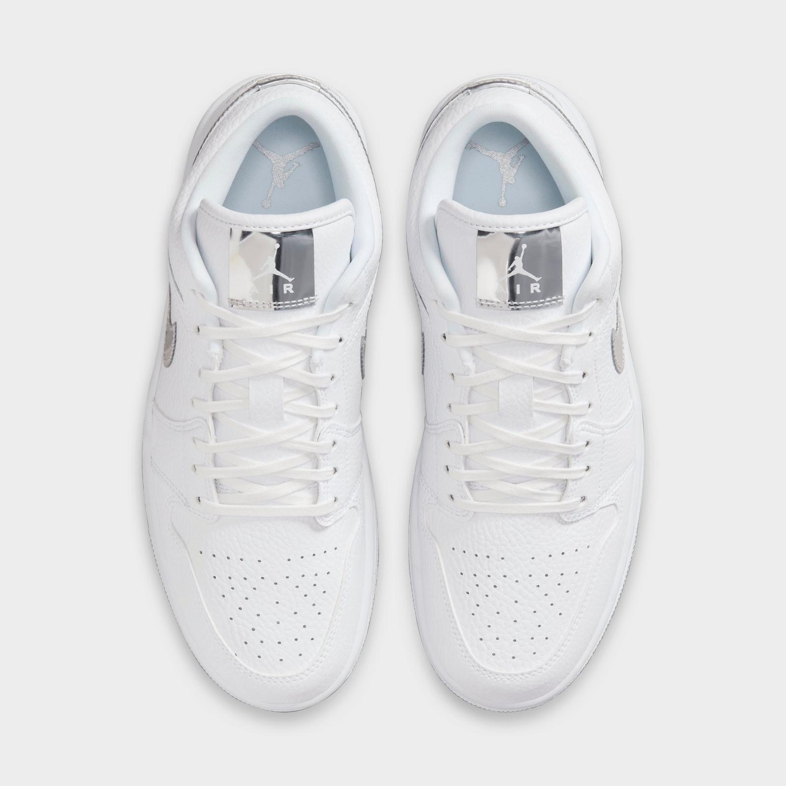 Women's Air Jordan 1 Low LE Casual Shoes - White/White/Metallic Silver/White - view 5