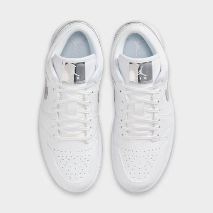 Women's Air Jordan 1 Low LE Casual Shoes - White/White/Metallic Silver/White - view 5