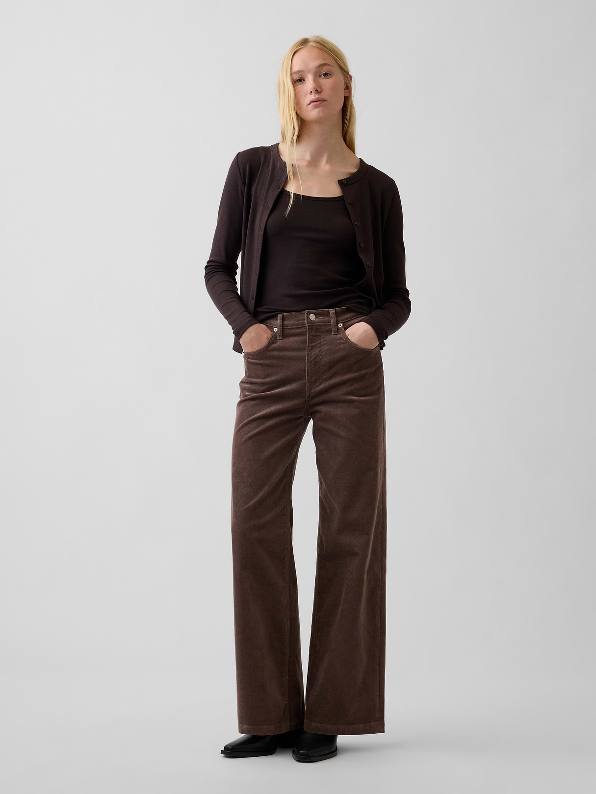 High Rise Stride Wide-Leg Jeans - Plymouth rock brown