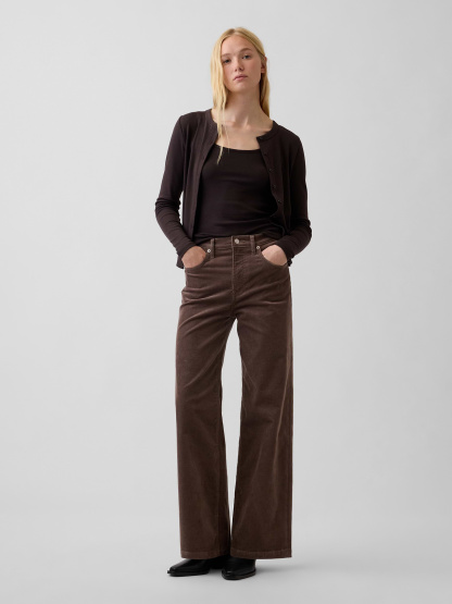 High Rise Stride Wide-Leg Jeans - Plymouth rock brown
