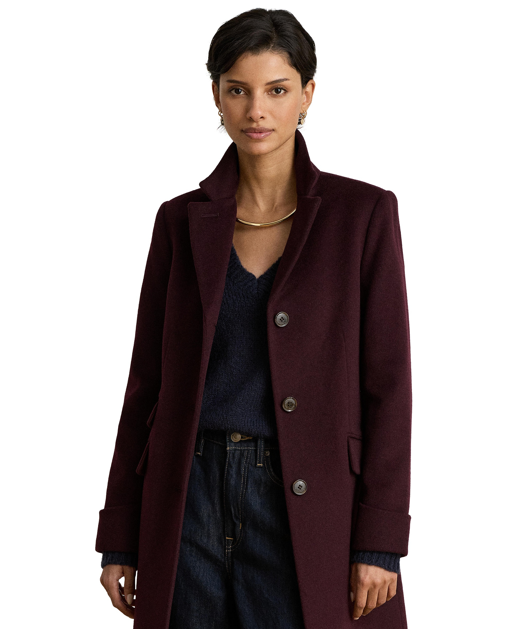 Lauren Ralph Lauren Women's Single-Breasted Walker Coat, Created for Macy's - Pinto Noir