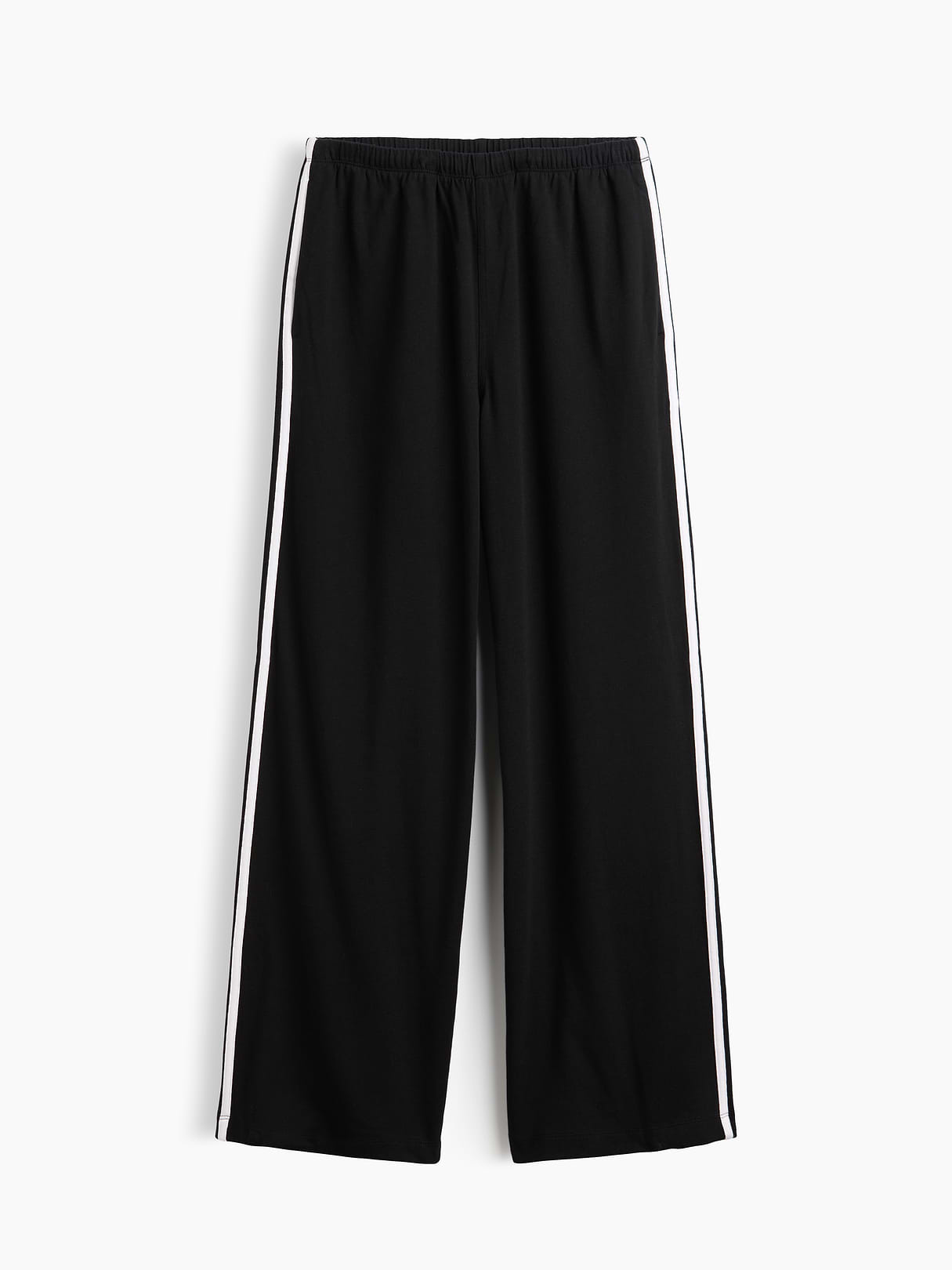 Knit Relaxed Track Pants - Black with white stripe