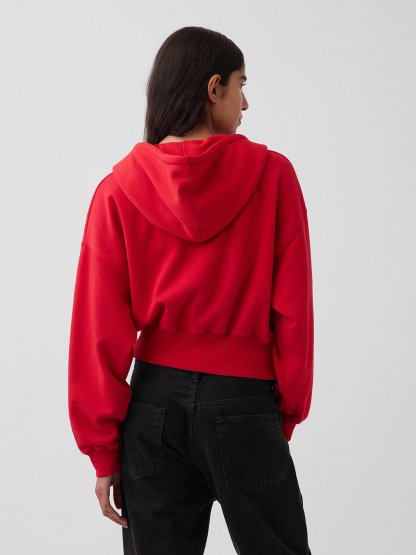 VintageSoft Wedge Zip Hoodie - Modern red