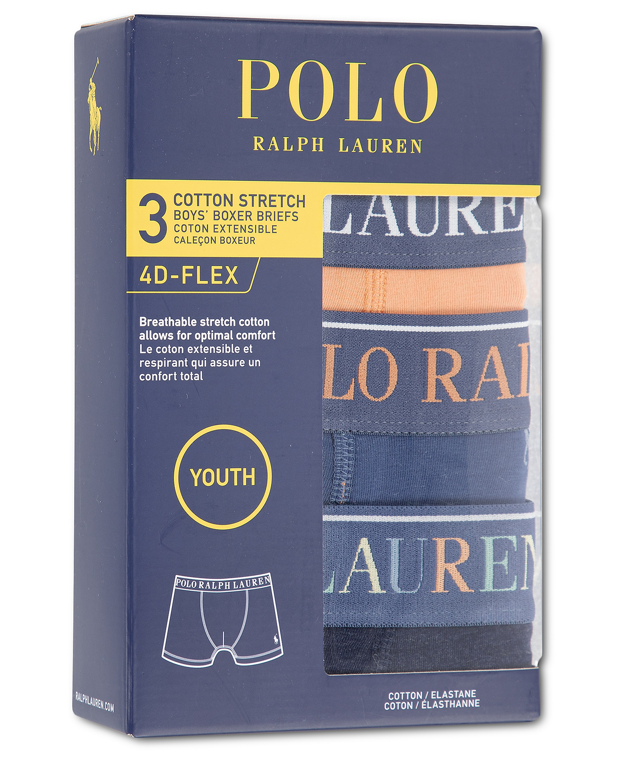 Polo Ralph Lauren Boys' 8-20 Cotton Stretch Boxer Briefs, 3-Pack - Polo Poppy