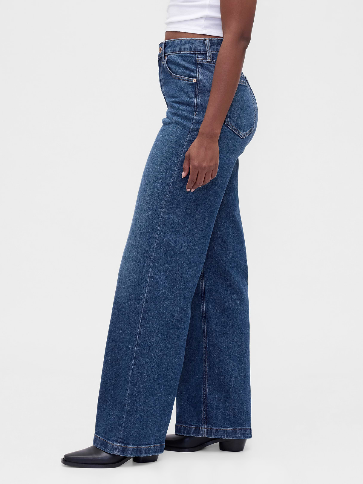 Curvy High Rise Stride Wide-Leg Jeans - Dark indigo