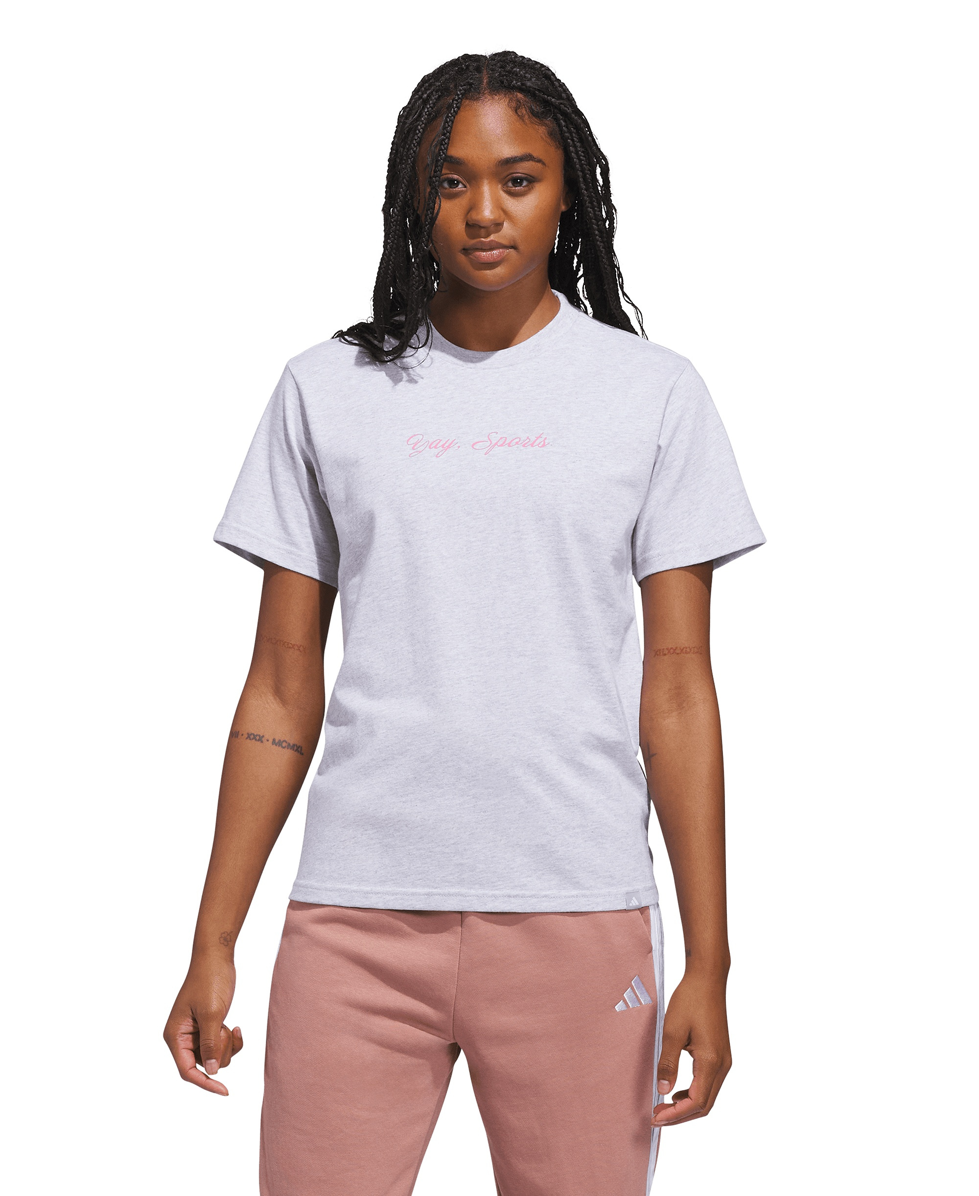 adidas Women's Sports Graphic Crewneck Cotton T-Shirt - Gray