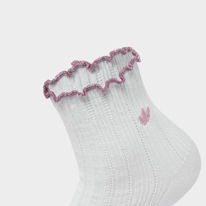 Women's adidas Originals Ruffle Quarter Socks (3-Pack) - White/Magic Mauve/Khaki Three